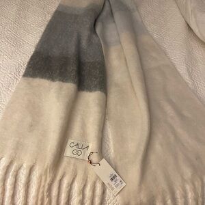 Calia Luxe Scarf in Cream, Blue, and Gray